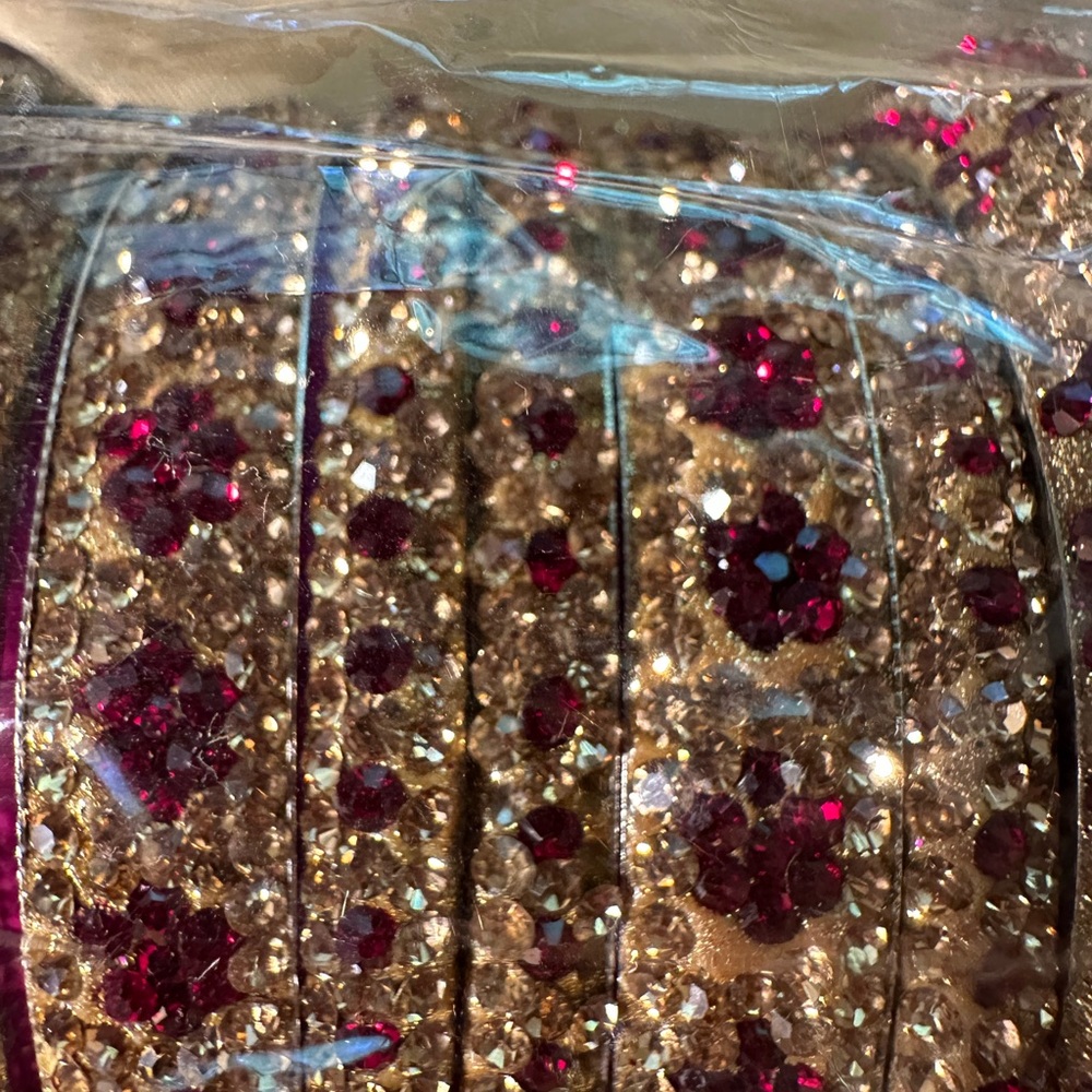 Sparkling Gold and Red Rhinestone Bangles